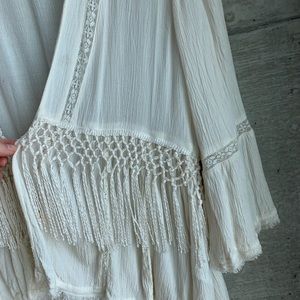 Cream fringed kimono